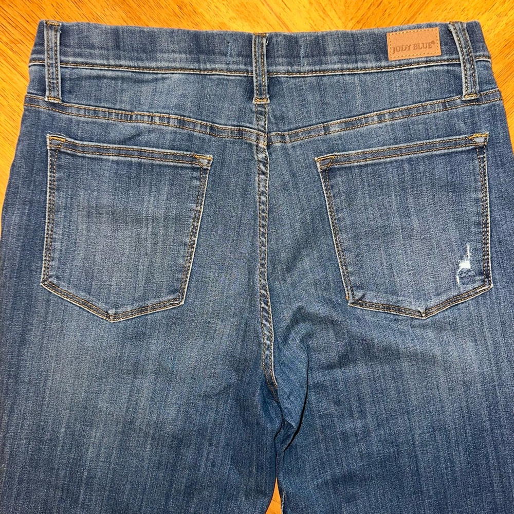 Judy Blue Womens Worland High Rise Pull On Boyfriend Jegging 13/31 Distressed